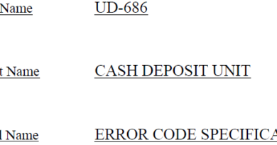 Cash Deposit Unit UD-686: Error Code Specification